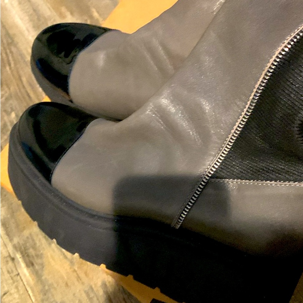 COPY - Chanel Gray and Black Leather Boots